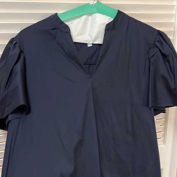 Chico’s navy flutter sleeve blouse - Picture 3 of 3